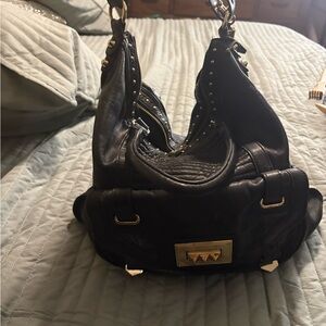 Juicy Couture Black Leather Studded Shoulder Bag